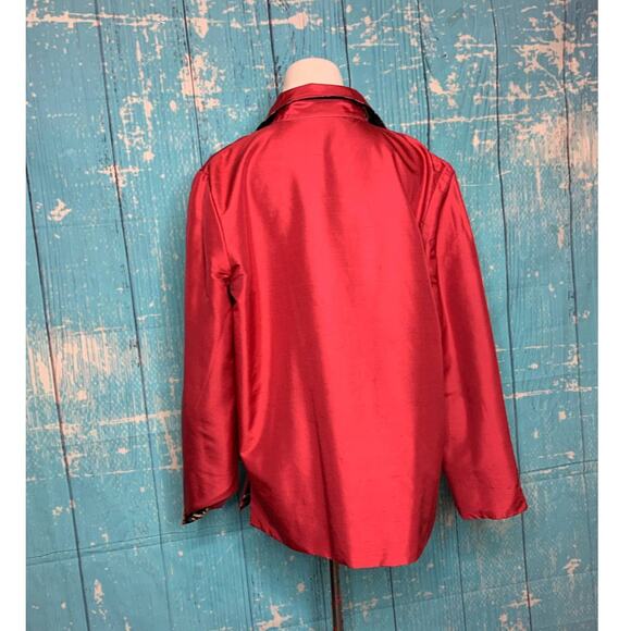 Reversible black red floral embroidered Asian inspired blazer size Medium - Picture 7 of 16